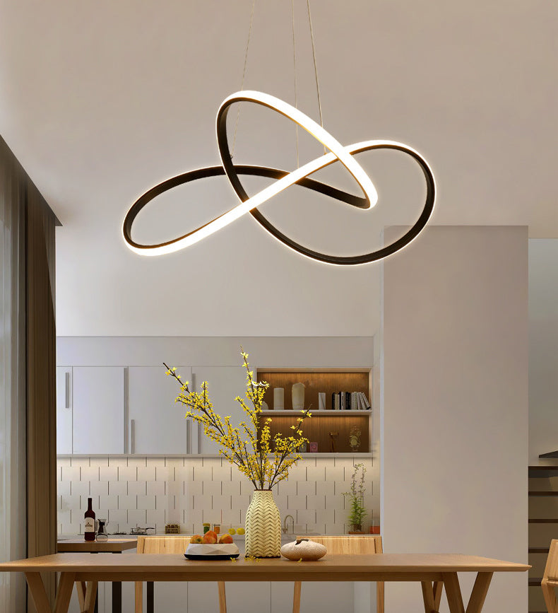 Acrílico espiral colgante lámpara de lámpara de estilo simple led lacera negra lámpara colgante