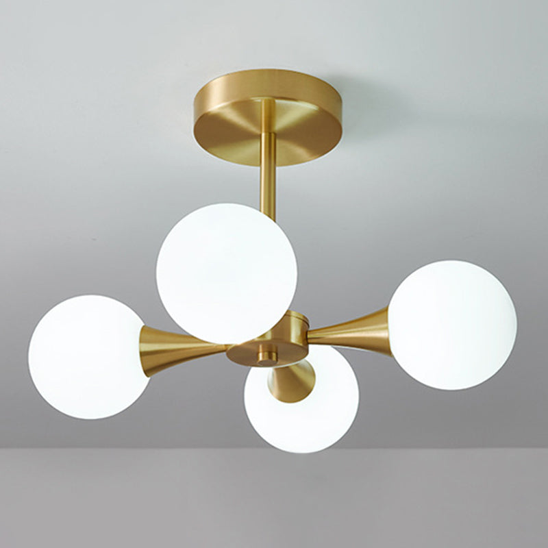 Post-Modern Starburst Hanging Chandelier Light Glass Shade Ceiling Chandelier in Gold for Living Room