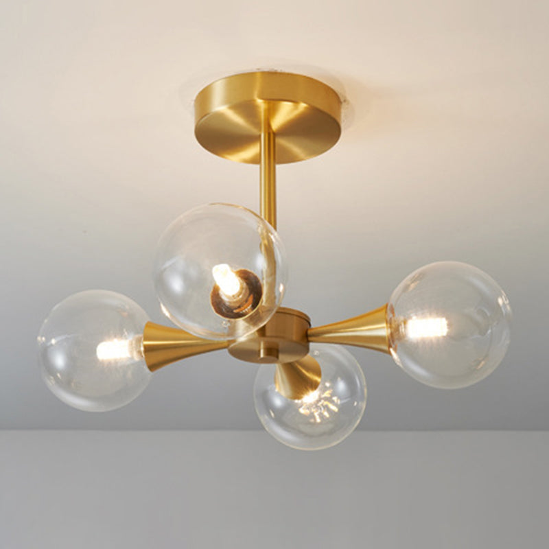 Post-Modern Starburst Hanging Chandelier Light Glass Shade Ceiling Chandelier in Gold for Living Room