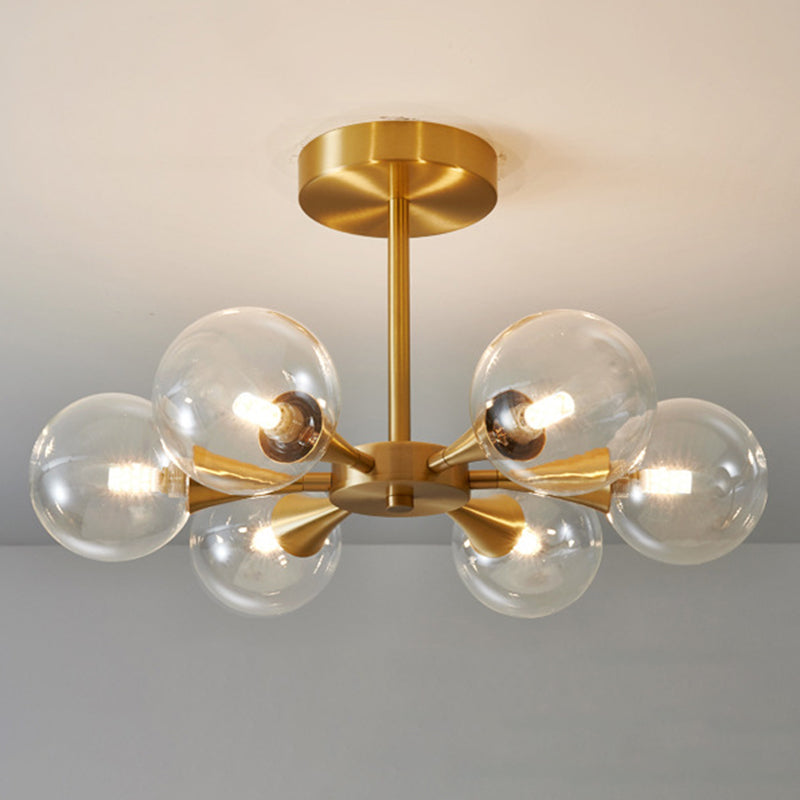 Postmoderne Starburst hängende Kronleuchter leichter Glasschatten Deckenkraut in Gold für Wohnzimmer