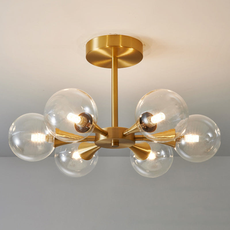 Post-Modern Starburst Hanging Chandelier Light Glass Shade Ceiling Chandelier in Gold for Living Room