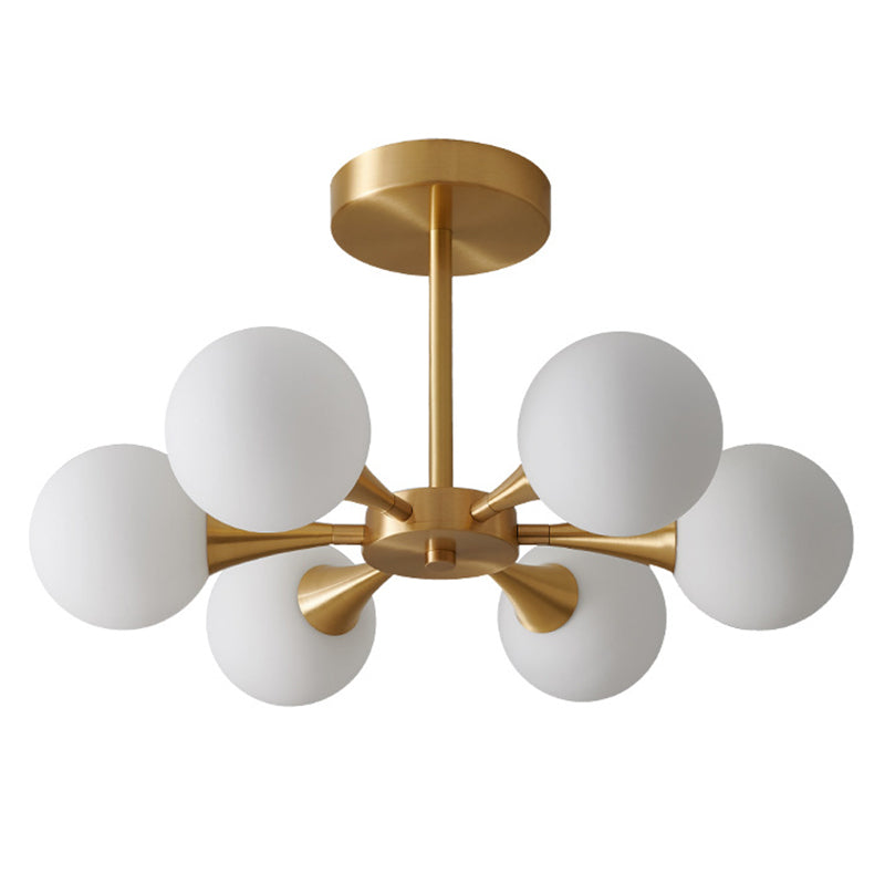 Post-moderne Starburst Chandelier suspendu au plafond en verre clair Plafond Chandelier en or pour le salon