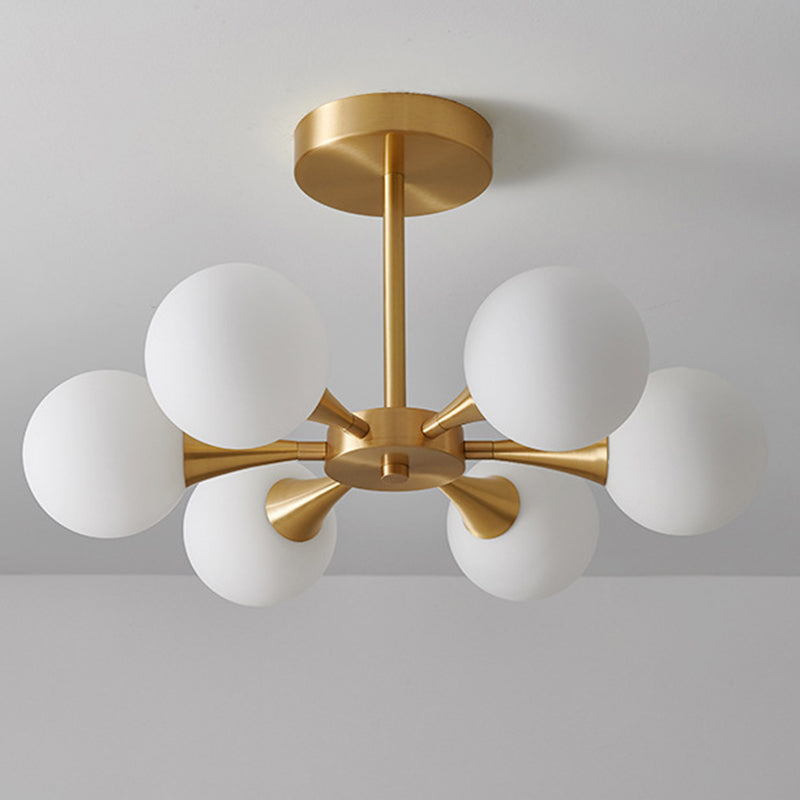 Post-moderne Starburst Chandelier suspendu au plafond en verre clair Plafond Chandelier en or pour le salon