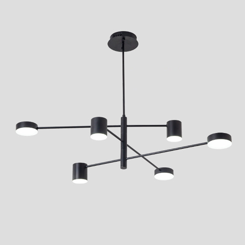 Black Metal Linear Hanging Chandelier Light Modern Drum Shade LED Ceiling Chandelier for Living Room