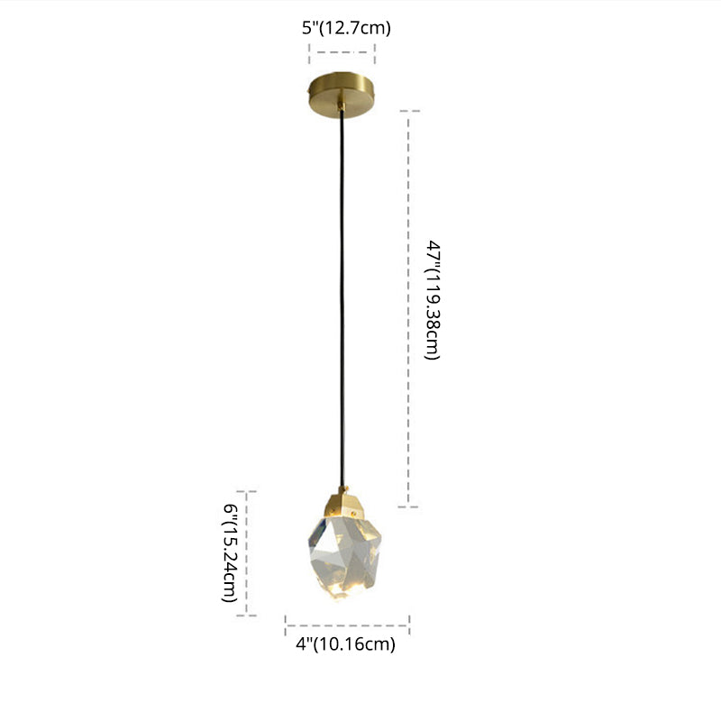 Block Shaped Stairs Multi-Pendant Crystal 7 Lights Postmodern Suspension Lamp in Brass