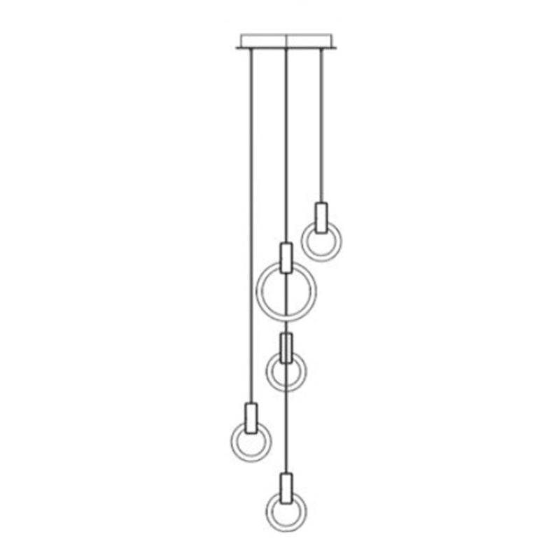 Duplex LED Multiple Hanging Light Simple Style Brass Ceiling Light with Ring Acrylic Shade