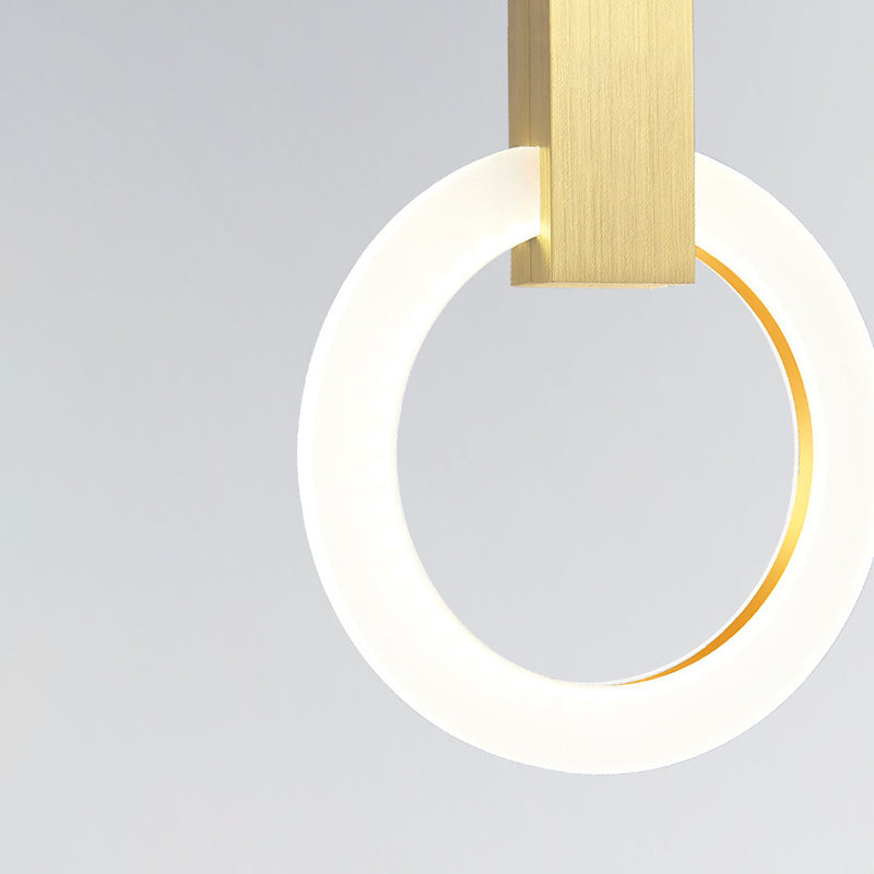 Duplex LED Multiple Hanging Light Simple Style Brass Ceiling Light with Ring Acrylic Shade