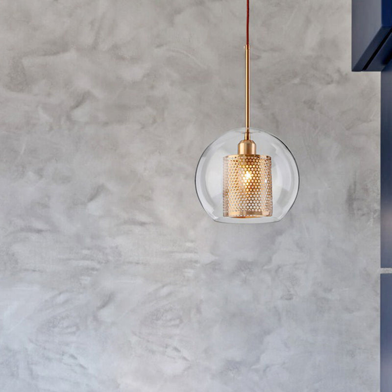 1 lichte bol lichtkit retro industrieel glas hangend licht met hangend snoer voor restaurant