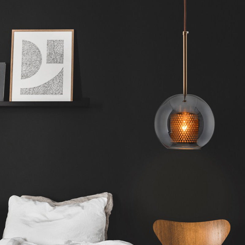 1 Light Globe Light Kit Retro Industrial Glass Hanging Light with Hanging Cord for Restaurant