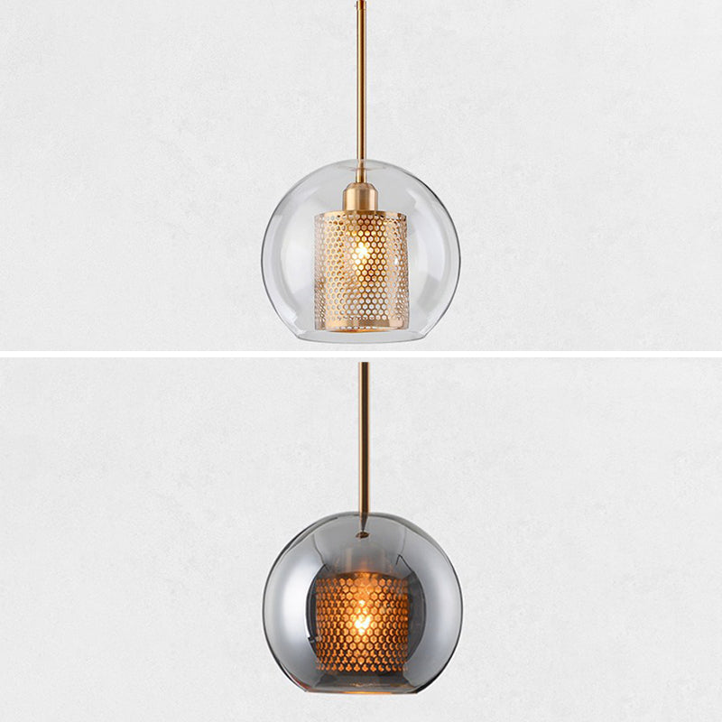 1 lichte bol lichtkit retro industrieel glas hangend licht met hangend snoer voor restaurant
