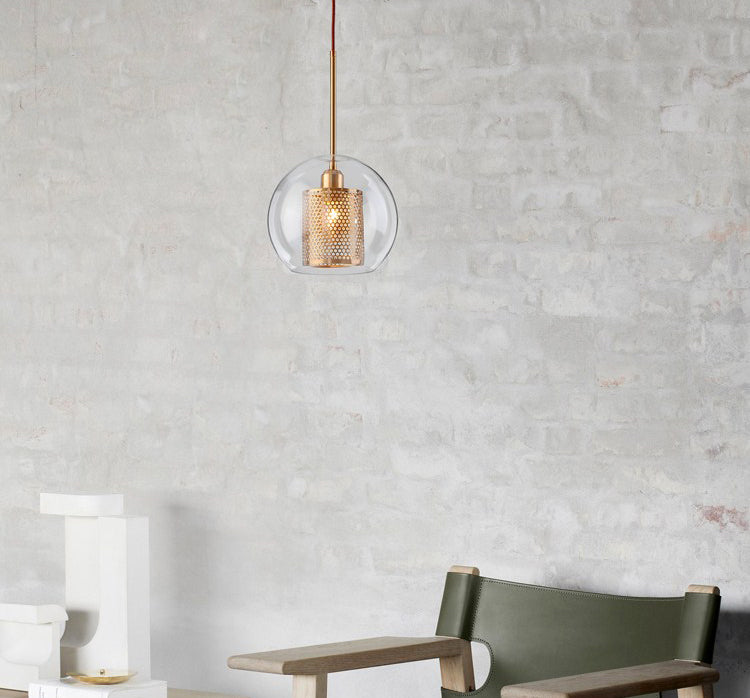 1 lichte bol lichtkit retro industrieel glas hangend licht met hangend snoer voor restaurant