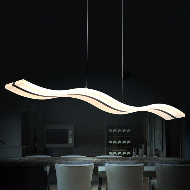 Modern Minimalist LED Island Pendant Lighting  White Long Acrylic Island Ceiling Light for Living Room