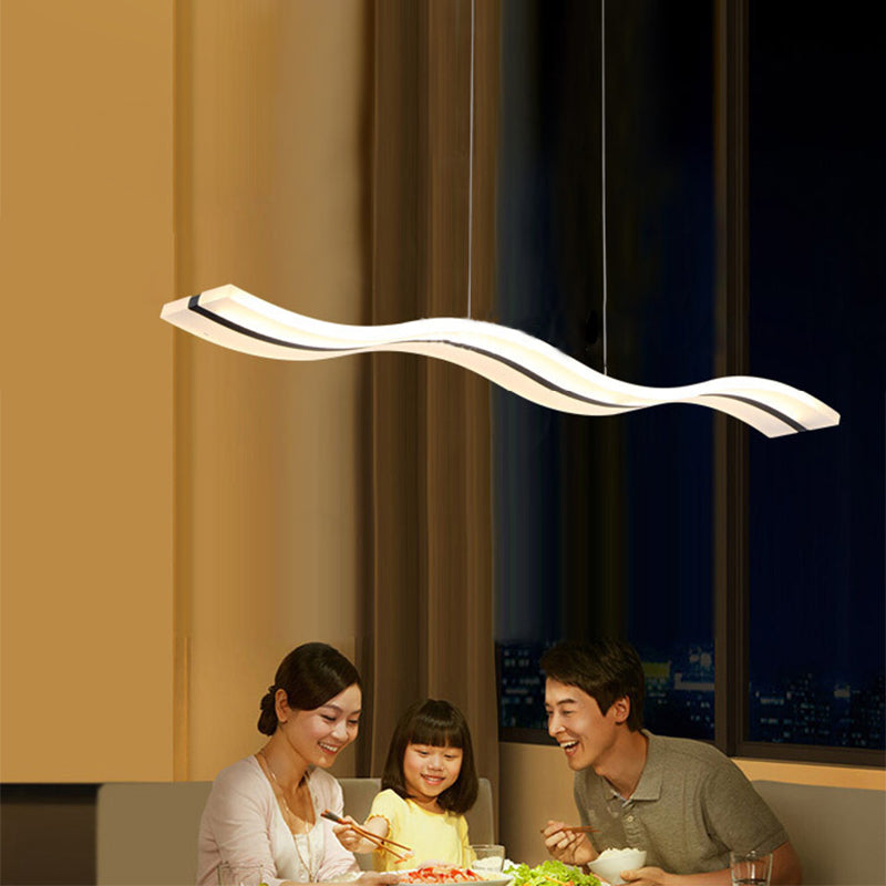 Modern Minimalist LED Island Pendant Lighting  White Long Acrylic Island Ceiling Light for Living Room