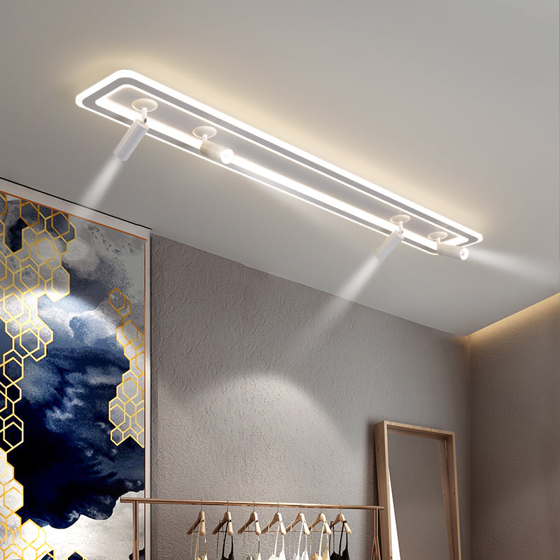 Luz de techo semi rascuble de LED rectangular blanco en el estilo de techo interior acrílico de estilo creativo moderno con lámpara de aluminio ajustable