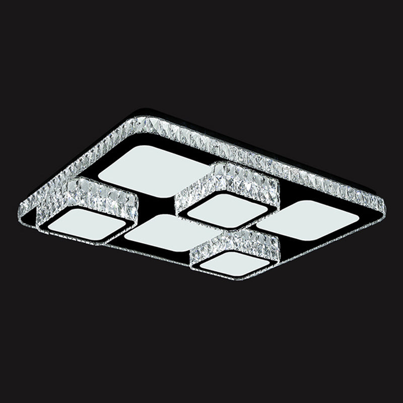 Rettangolare Soffitto Montato Lampada Contemporary Crystal Family Room LED Flush Light in Chrome