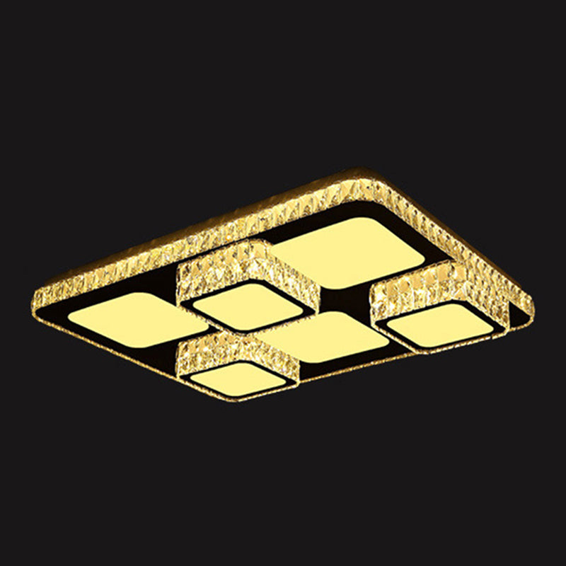 Rettangolare Soffitto Montato Lampada Contemporary Crystal Family Room LED Flush Light in Chrome