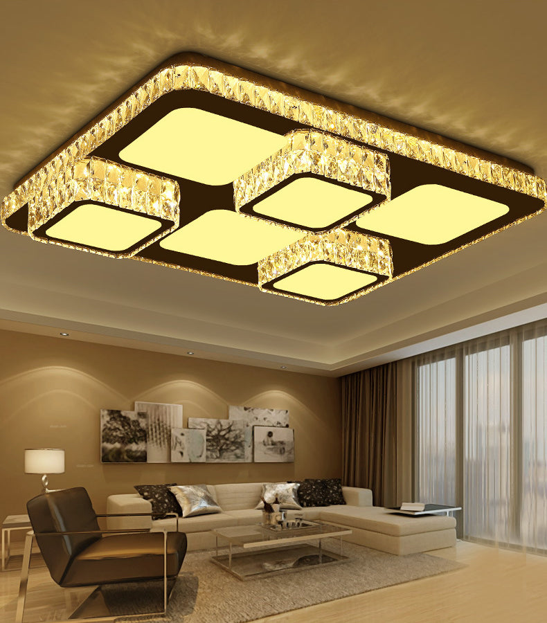 Rettangolare Soffitto Montato Lampada Contemporary Crystal Family Room LED Flush Light in Chrome