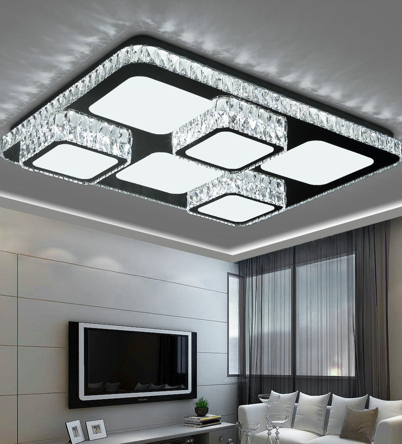 Rettangolare Soffitto Montato Lampada Contemporary Crystal Family Room LED Flush Light in Chrome