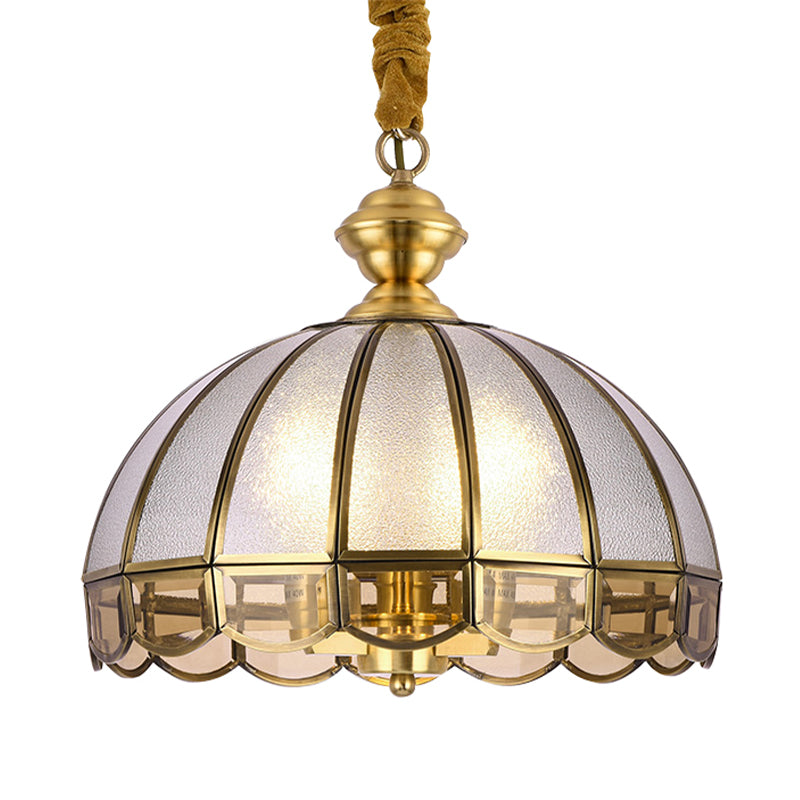 Brass 1 Bulb Hanging Ceiling Light Vintage Water Glass Dome Suspension Pendant Lamp