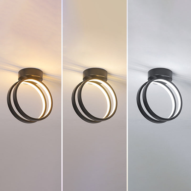 Lámpara empotrada moderna de aluminio con 1 cabeza montada en el techo del pasillo con anillo de halo