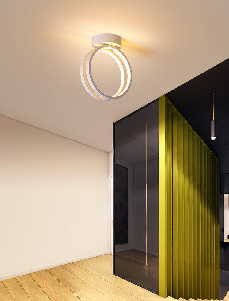 Lámpara empotrada moderna de aluminio con 1 cabeza montada en el techo del pasillo con anillo de halo