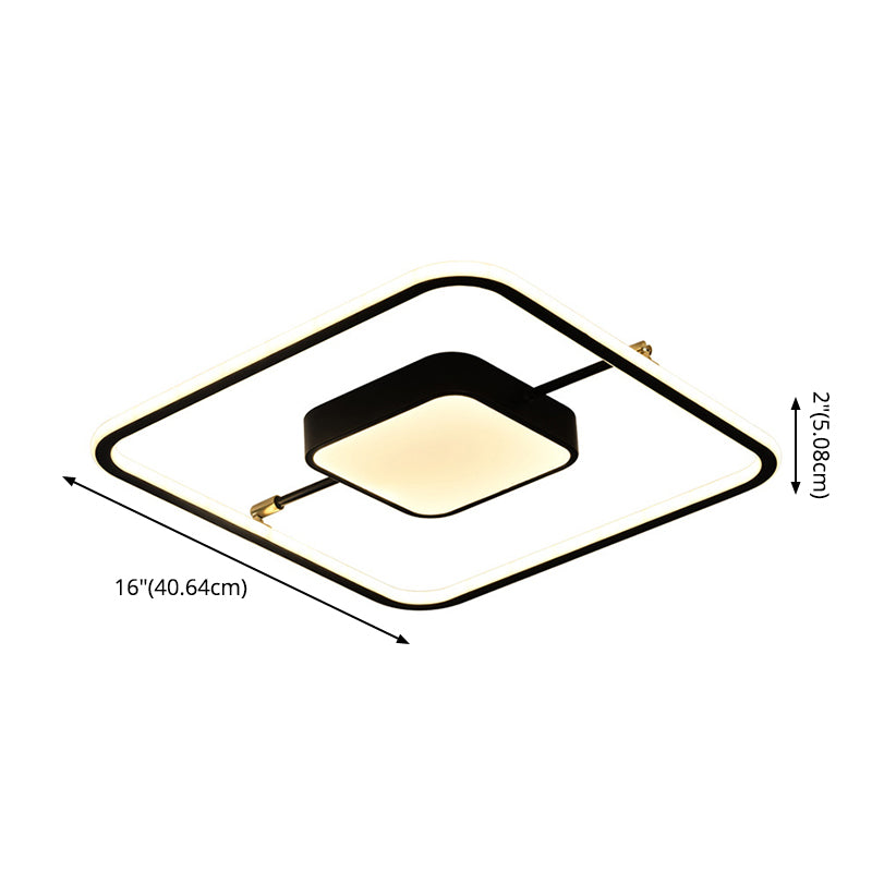 Nordic Square Aluminum Flush Mount Light Bedroom LED Ceiling Flush Mount Light Fixture