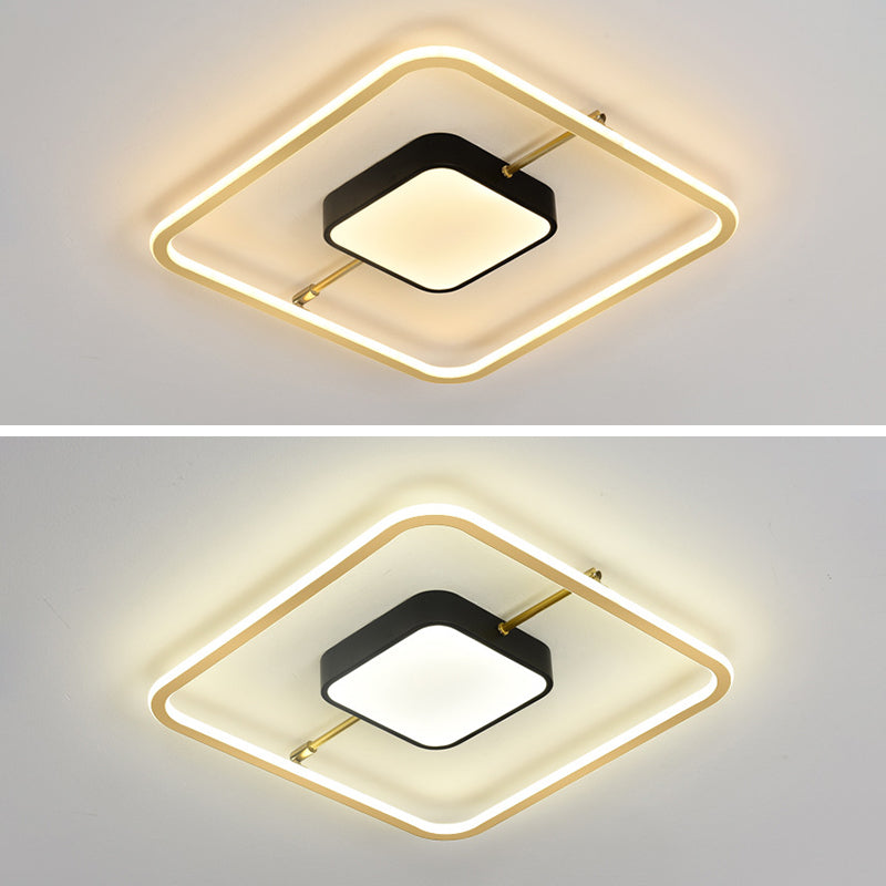 Nordic Square Aluminum Flush Mount Light Bedroom LED Ceiling Flush Mount Light Fixture