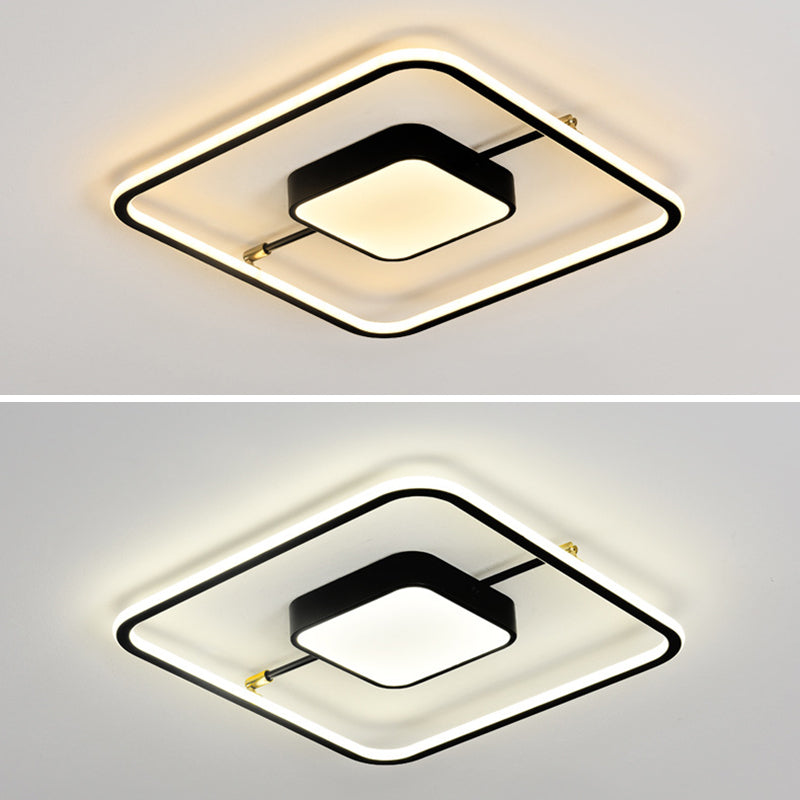 Nordic Square Aluminum Flush Mount Light Bedroom LED Ceiling Flush Mount Light Fixture