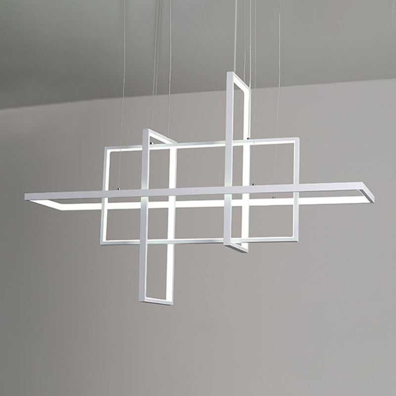 Modern Rectangle Hanging Chandelier Metal Pendant Light Kit