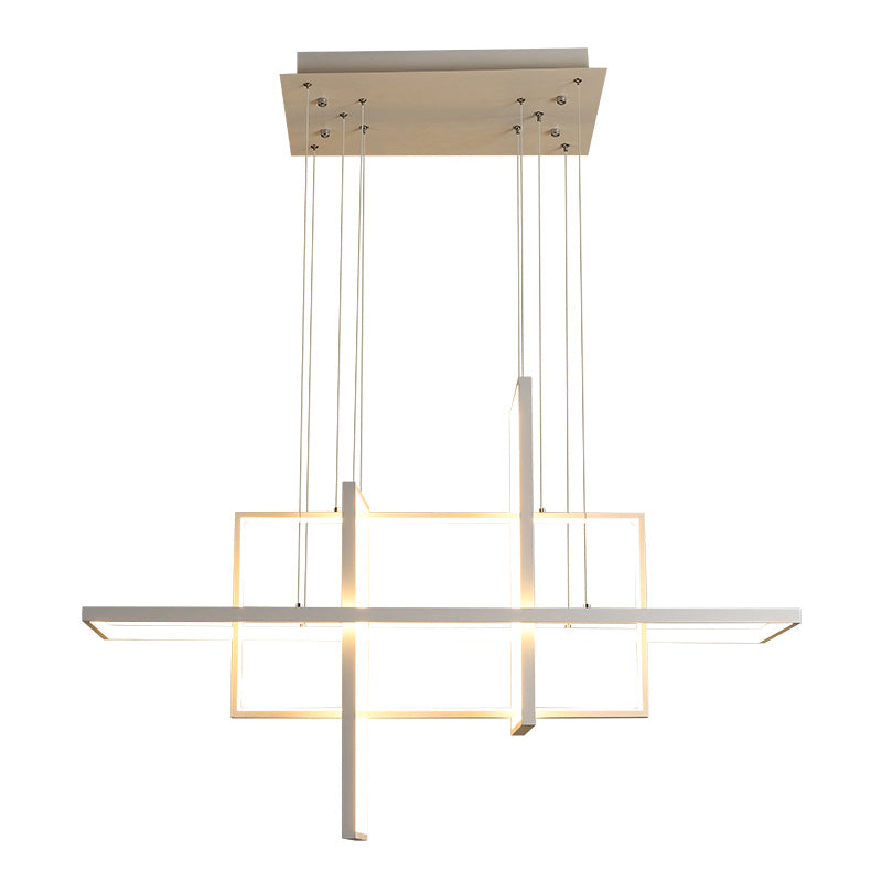 Modern Rectangle Hanging Chandelier Metal Pendant Light Kit