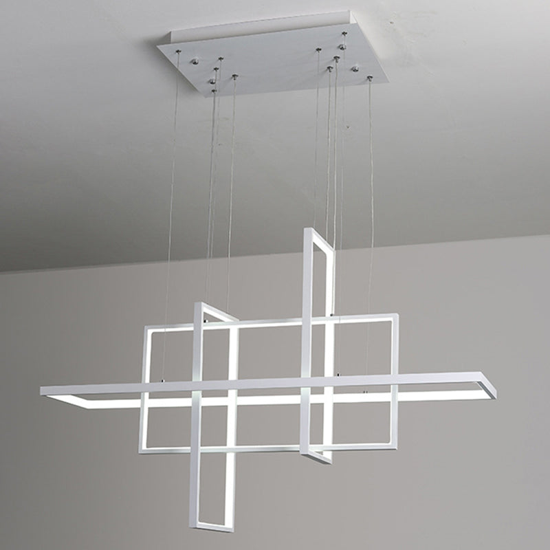 Modern Rectangle Hanging Chandelier Metal Pendant Light Kit