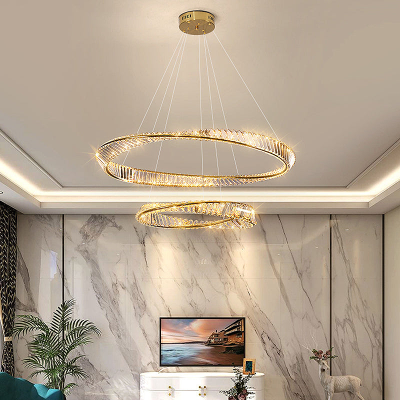 Modern Orbicular Ceiling Pendant Light Crystal Hanging Lamp Kit