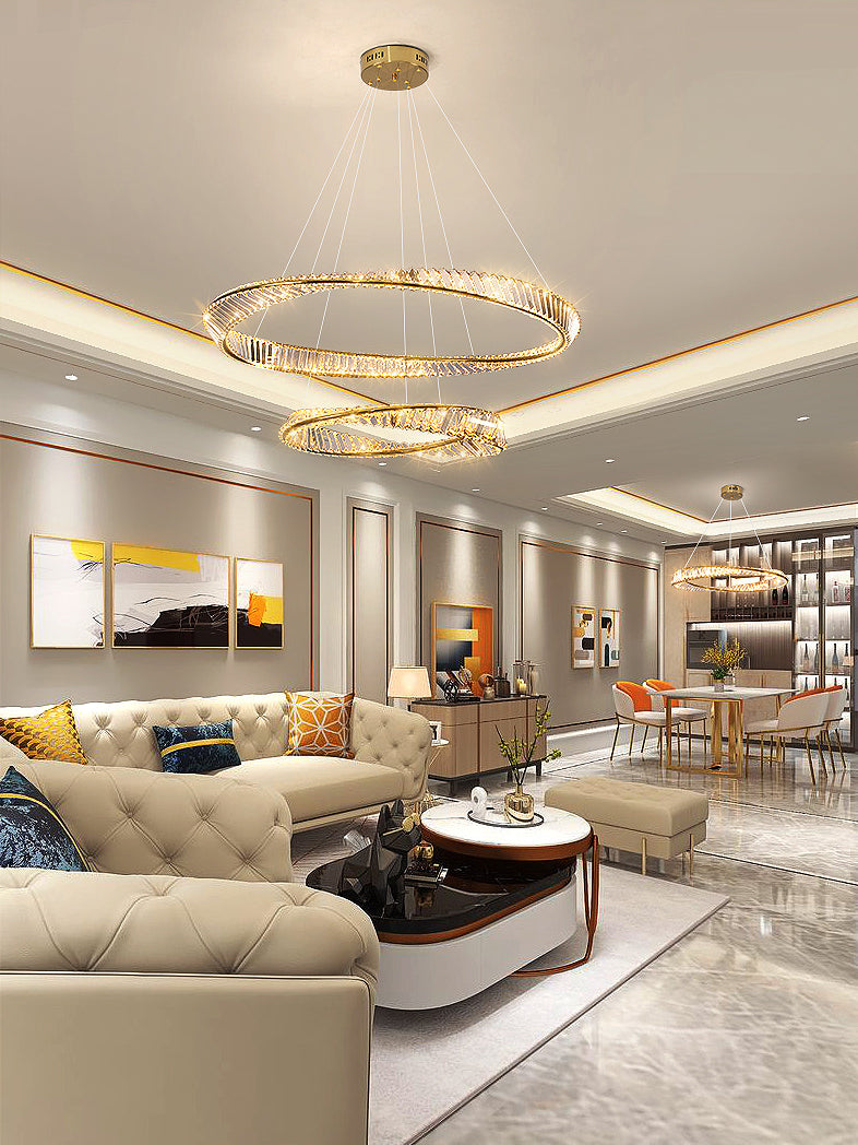 Modern Orbicular Ceiling Pendant Light Crystal Hanging Lamp Kit