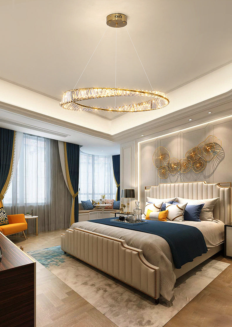 Modern Orbicular Ceiling Pendant Light Crystal Hanging Lamp Kit