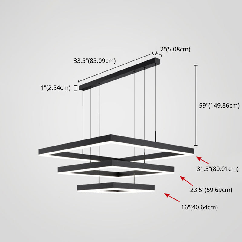 Simplicidad moderna colgando accesorio de luces de techo acrílico de lámpara de múltiples niveles de múltiples niveles para restaurante