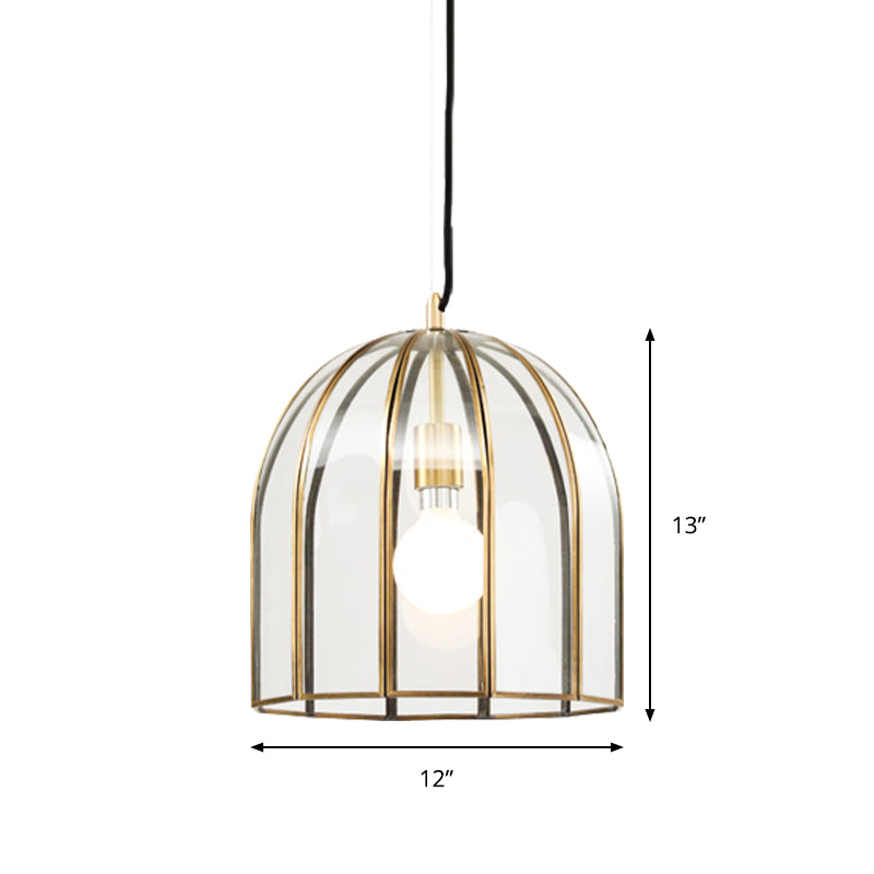 Oval/Bell Clear Glass Hanging Light Kit Simple 1 Light 12"/12.5"/13" Wide Dining Room Suspension Pendant Lamp