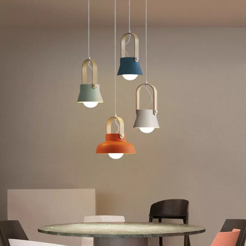 Wooden Handle Pendant Ceiling Light Simplicity Pendant Lighting Fixture for Dinning Room