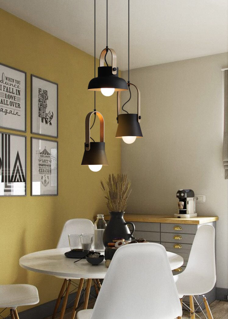 Wooden Handle Pendant Ceiling Light Simplicity Pendant Lighting Fixture for Dinning Room