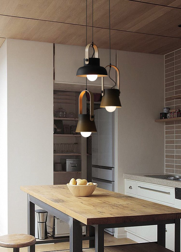 Wooden Handle Pendant Ceiling Light Simplicity Pendant Lighting Fixture for Dinning Room