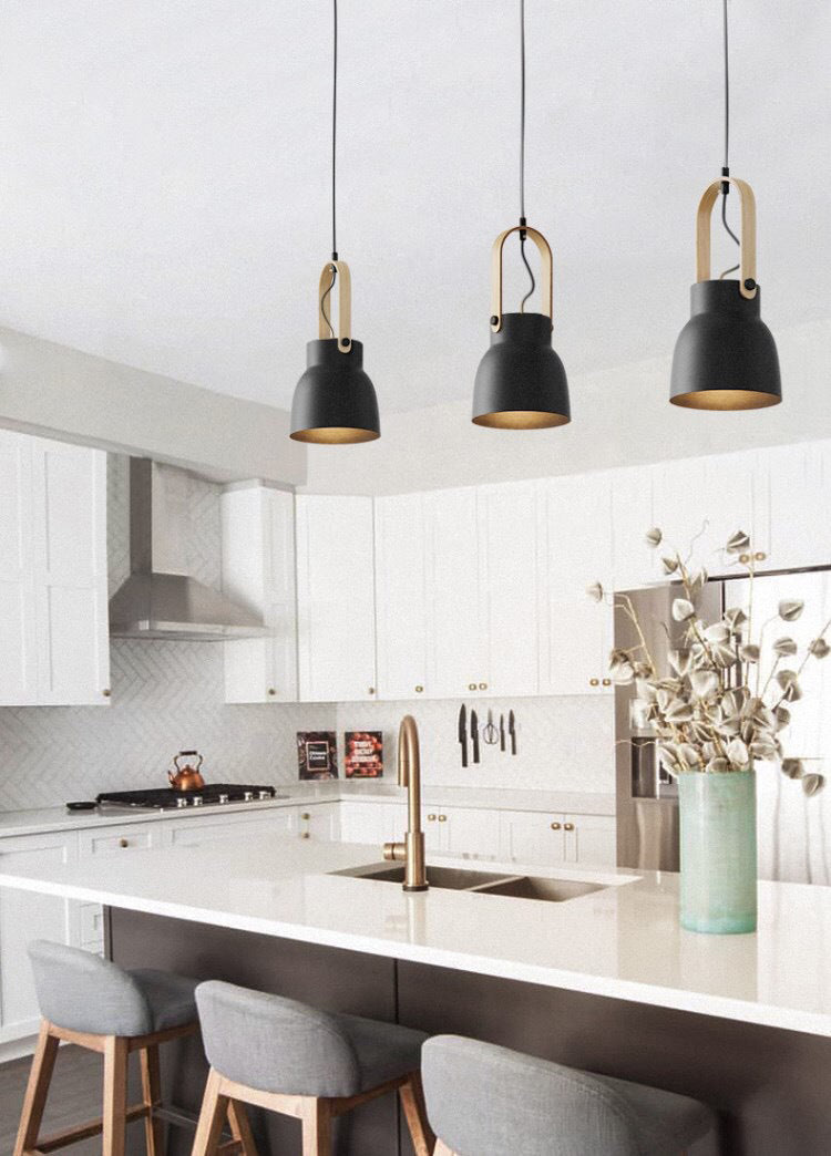Wooden Handle Pendant Ceiling Light Simplicity Pendant Lighting Fixture for Dinning Room