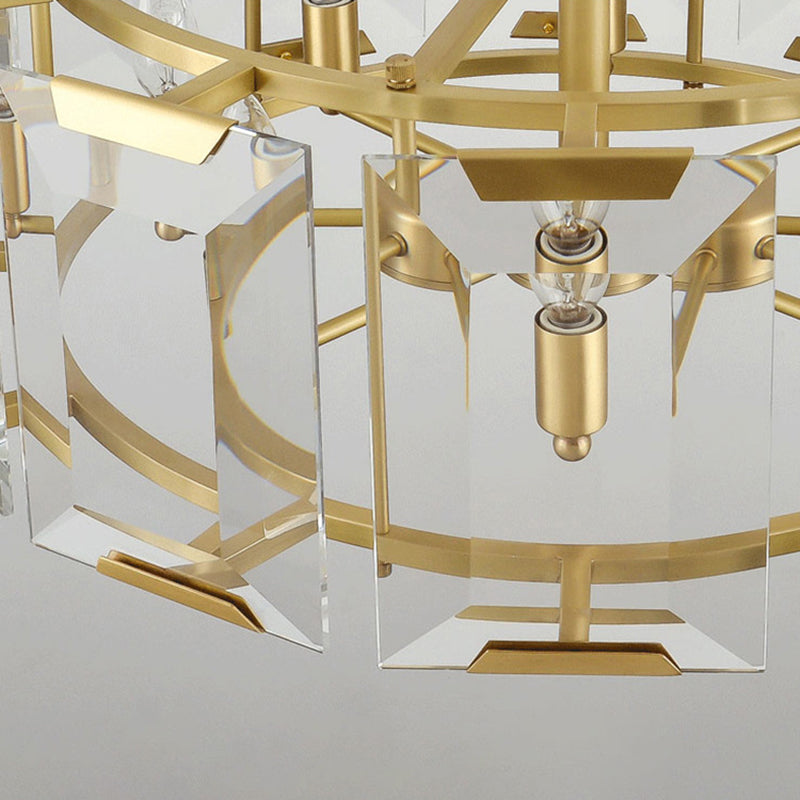 Lámpara de suspensión de tambor redonda de tambor redondo moderno de cristal transparente de mediados de siglo para comedor para comedor