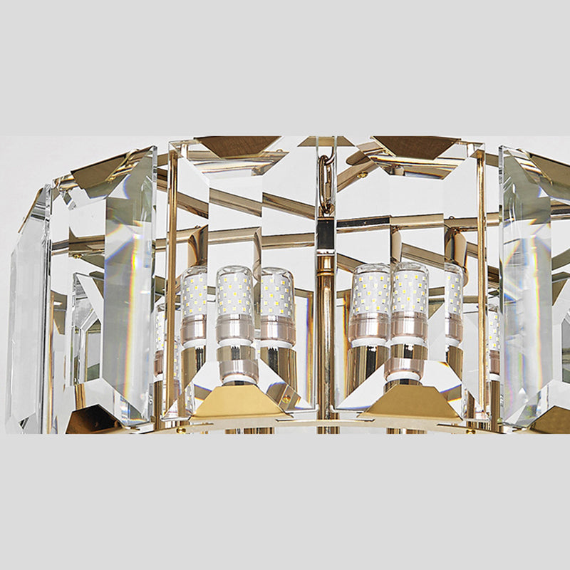 Lámpara de suspensión de tambor redonda de tambor redondo moderno de cristal transparente de mediados de siglo para comedor para comedor