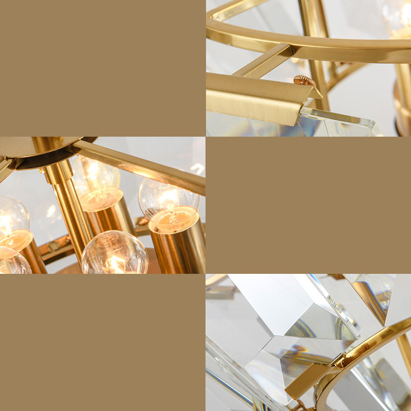 Lámpara de suspensión de tambor redonda de tambor redondo moderno de cristal transparente de mediados de siglo para comedor para comedor