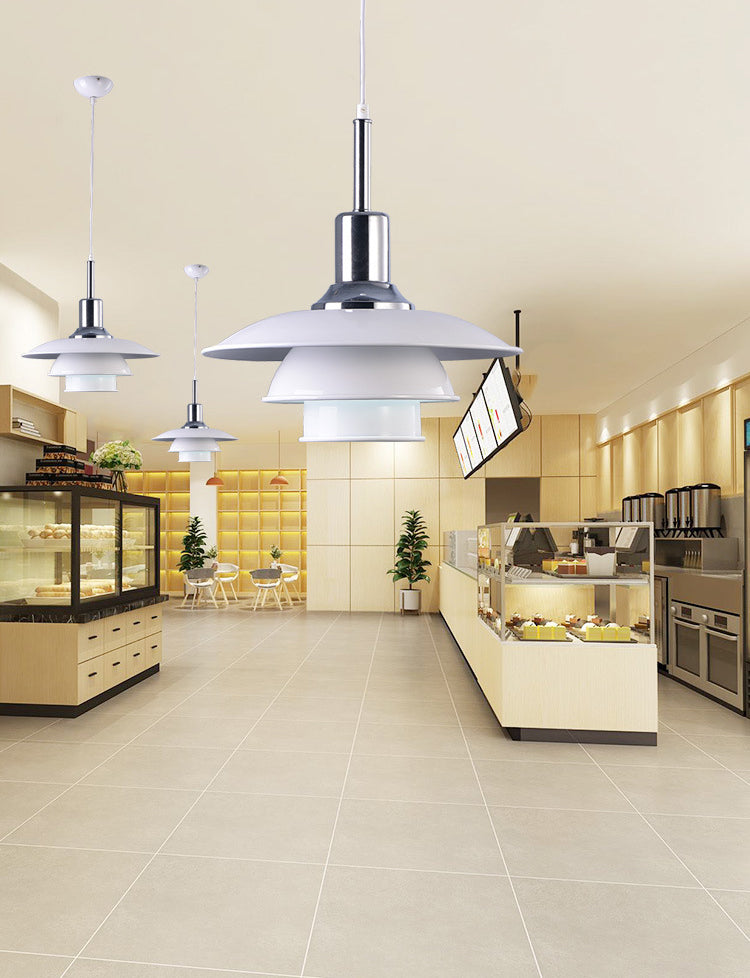 Wit metaalvliegende schotel Hangende licht 1 lichte Noordse stijl hangende lamp voor restaurant