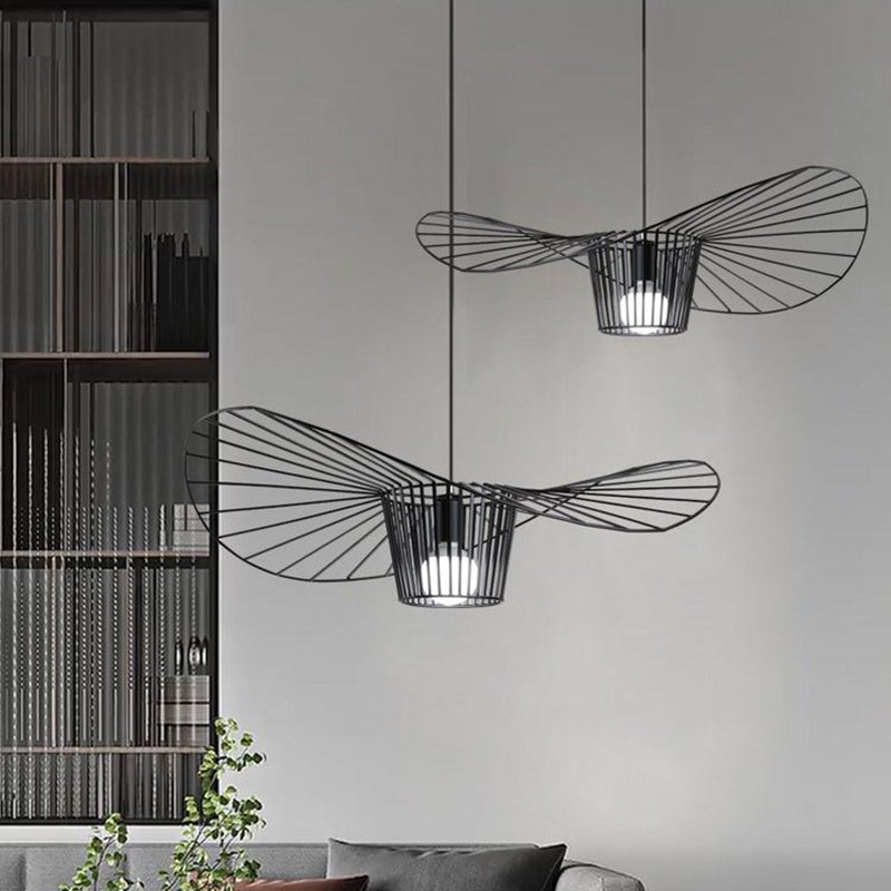 Metal 1 Light Pendant Light Nordic Modern Simple Hat Cage Hanging Lamp for Living Room