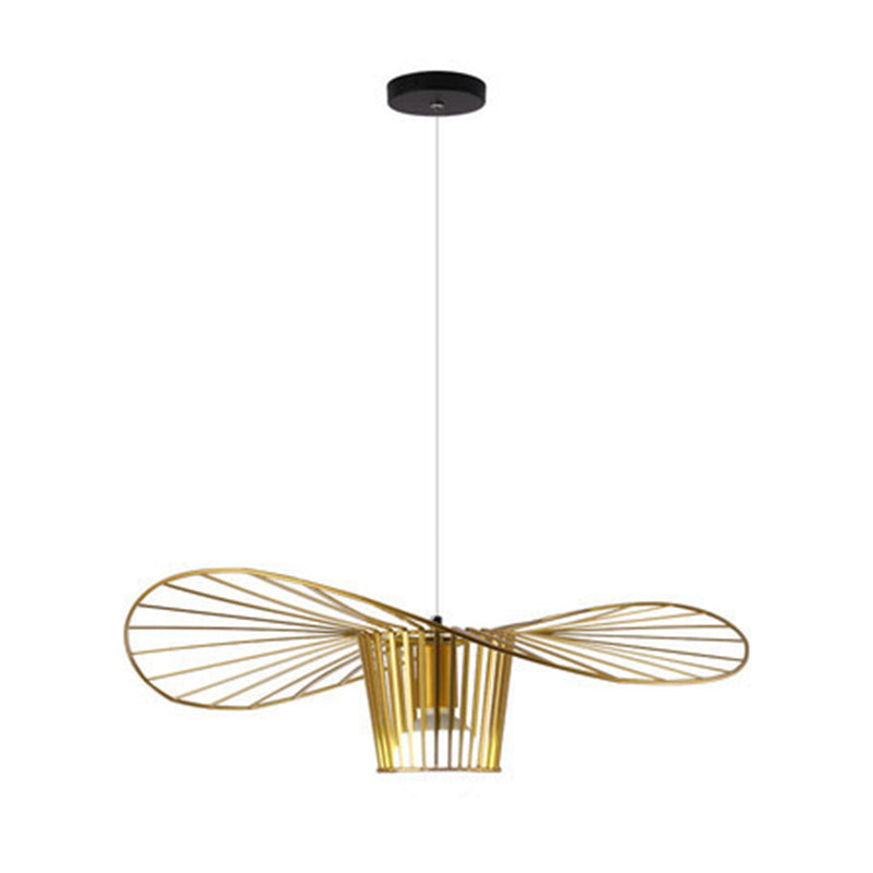 Metal 1 Light Pendant Light Nordic Modern Simple Hat Cage Hanging Lamp for Living Room