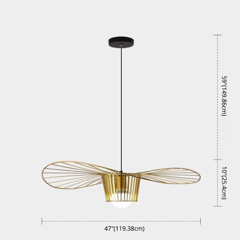 Metal 1 Light Pendant Light Nordic Modern Simple Hat Cage Hanging Lamp for Living Room