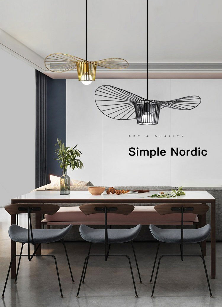 Metal 1 Light Pendant Light Nordic Modern Simple Hat Cage Hanging Lamp for Living Room