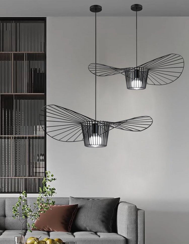 Metal 1 Light Pendant Light Nordic Modern Simple Hat Cage Hanging Lamp for Living Room