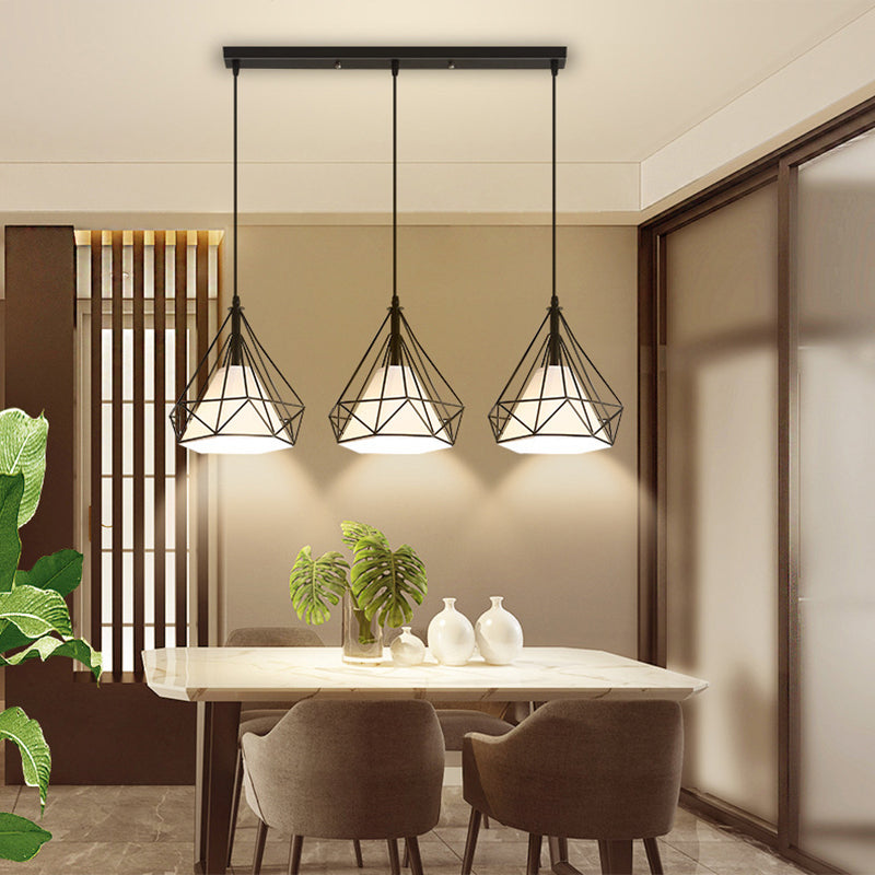 Simplicidad moderna de 3 luces Estilo de la isla Light Metal Design Fiting de iluminación de tono de sombra de tela para cocina